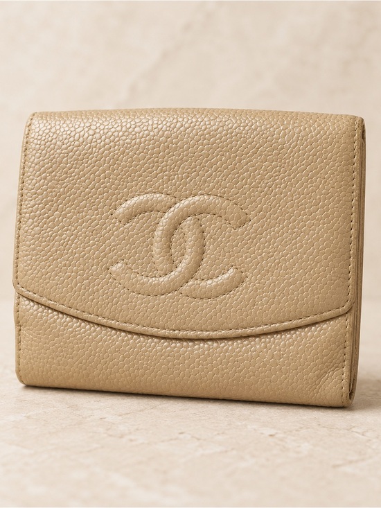 CHANEL Handbags - Chanel CC Logo Tan Leather Wallet